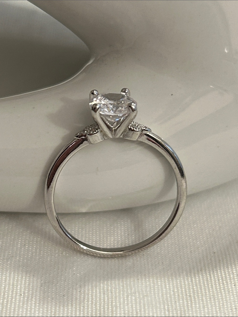 Sparkling Round Cubic Zirconia Solitaire Ring Sterling Silver